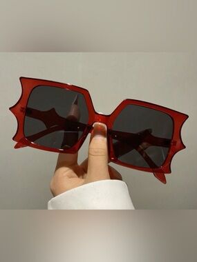 Big Red Retro Style Bat Wing Sunglasses - New Never Worn